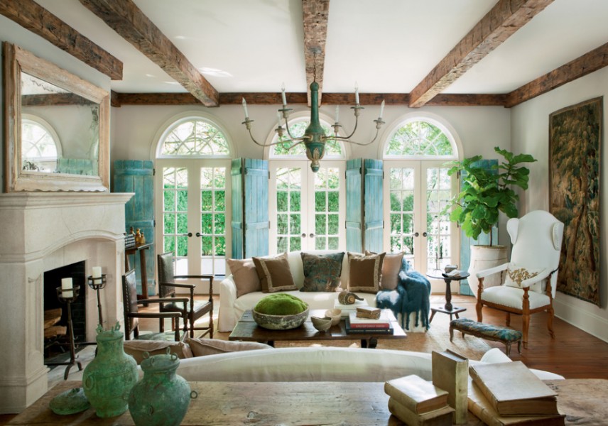 Carved Elmwood Circular Table