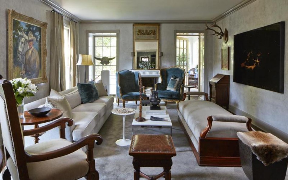 Large Carved Cherrywood and Upholstered Bench and Trunk