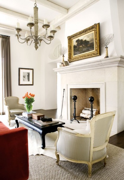 Pair of Carved, Painted and Upholstered Bergeres
