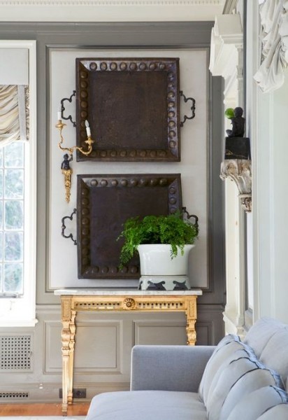 Large Brass and Bronze Handled Serving Tray