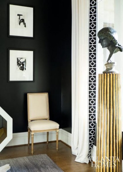 Pair of Ebonized and Gold Painted Fluted Columns