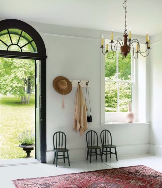 Turned and Painted Wood 3-Arm Chandelier