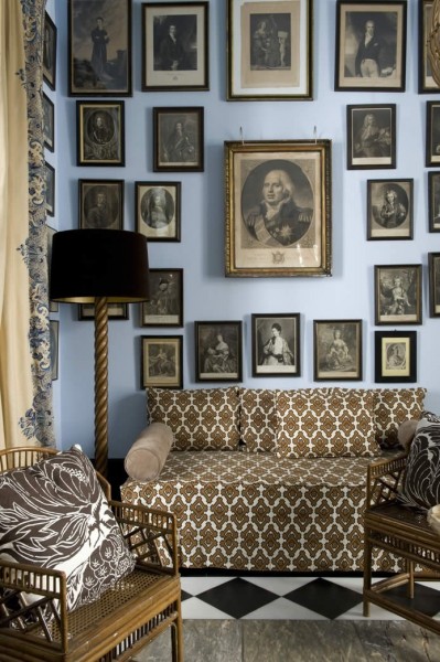 Cast Brass Floor Lamp with Woven French Lampshade