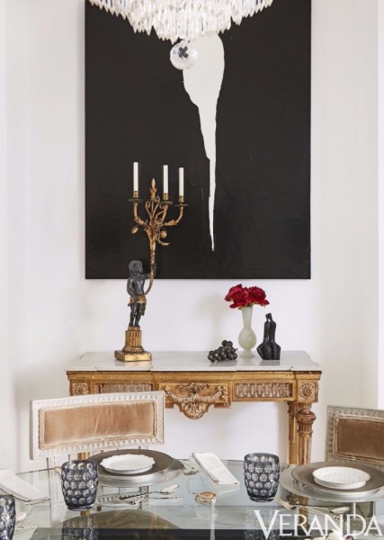 Carved Giltwood Console Table with Marble Top