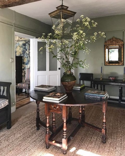 Unusual Walnut Drop-Leaf 2-Drawer, Circular Center Table