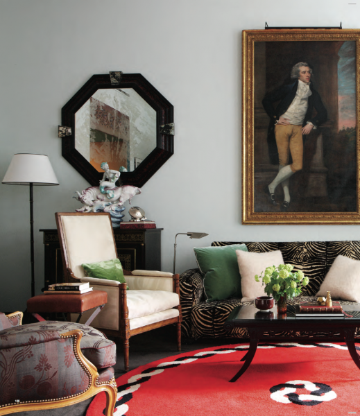 Walnut, Inlaid and Brass Mounted Octagonal Mirror