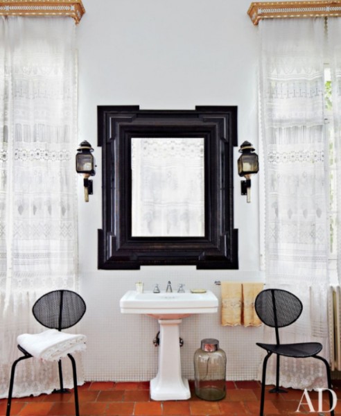 Ebonized and Giltwood Guilloche Mirror