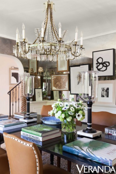 Brass and Glass 6-Arm Chandelier