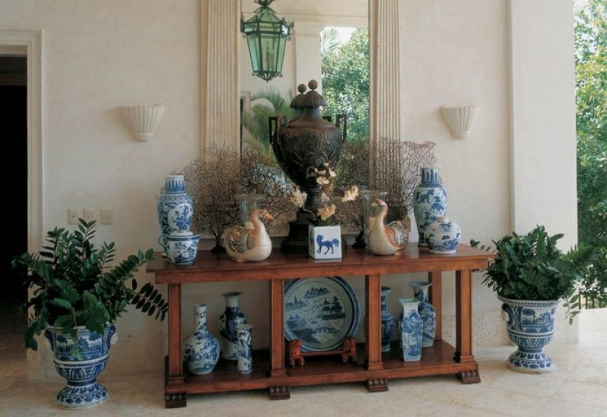 Painted Pinewood Console or Shop Table