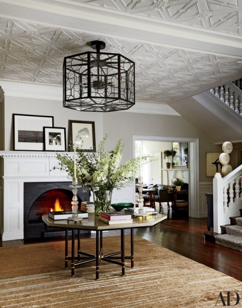 Large Wrought Iron 4-Light Orb Chandelier