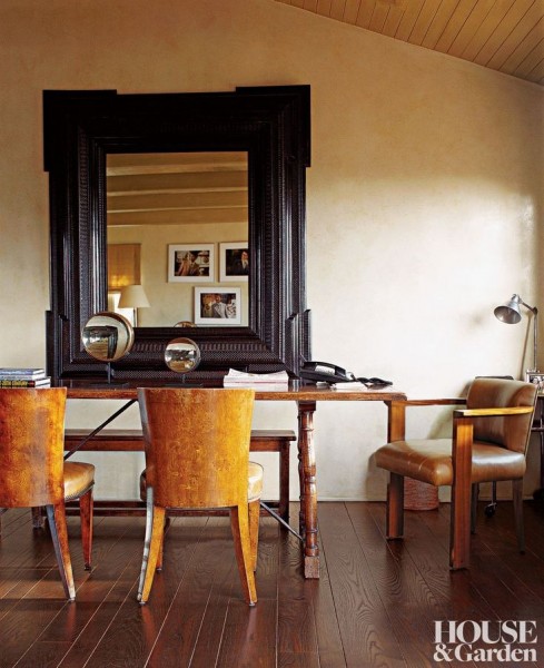 Guilloche Stained Pinewood Mirror