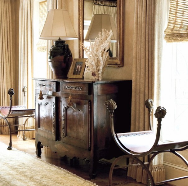 Oak and Walnut Paneled Credenza