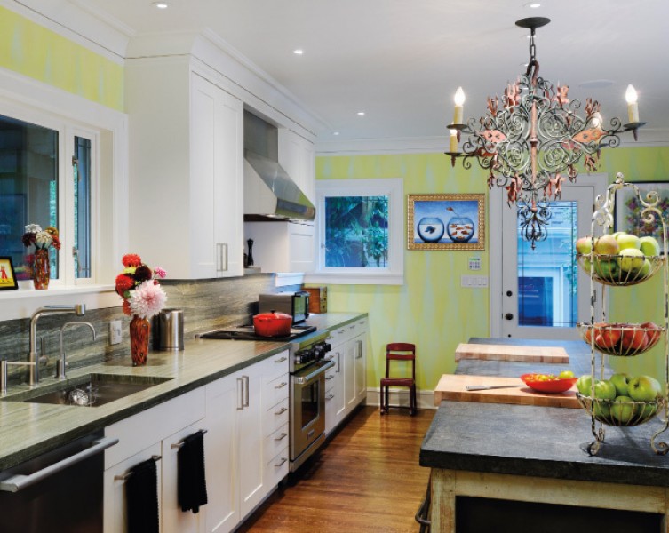 Polychrome Painted Wrought Iron Chandelier