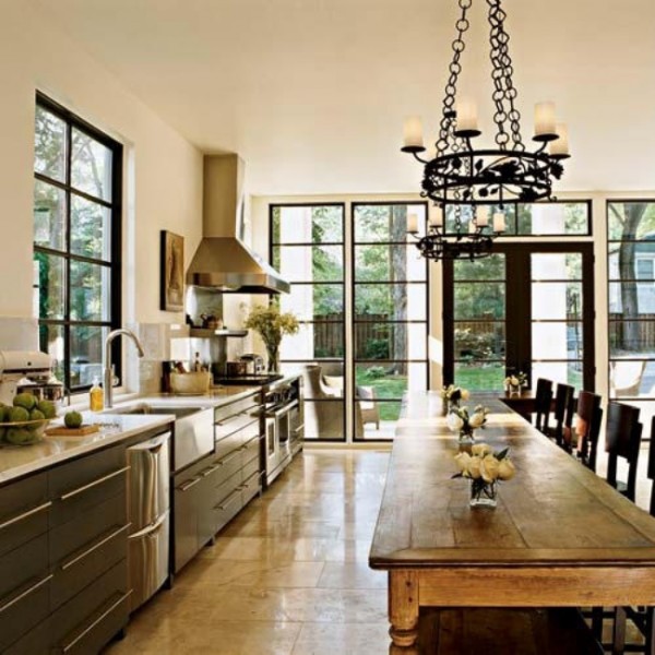 Large Pair of 6-Light Wrought Iron Chandeliers