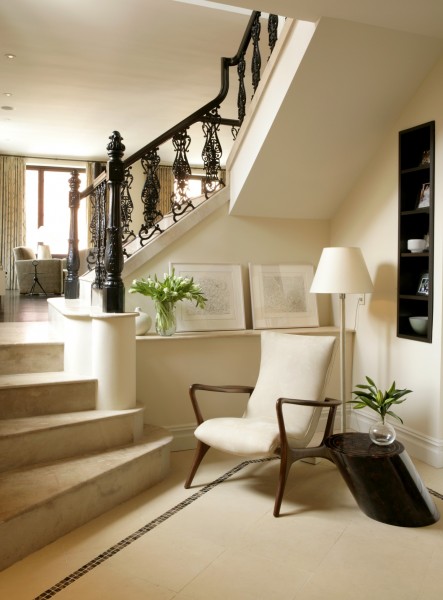 Elmwood and Upholstered Open Armchair