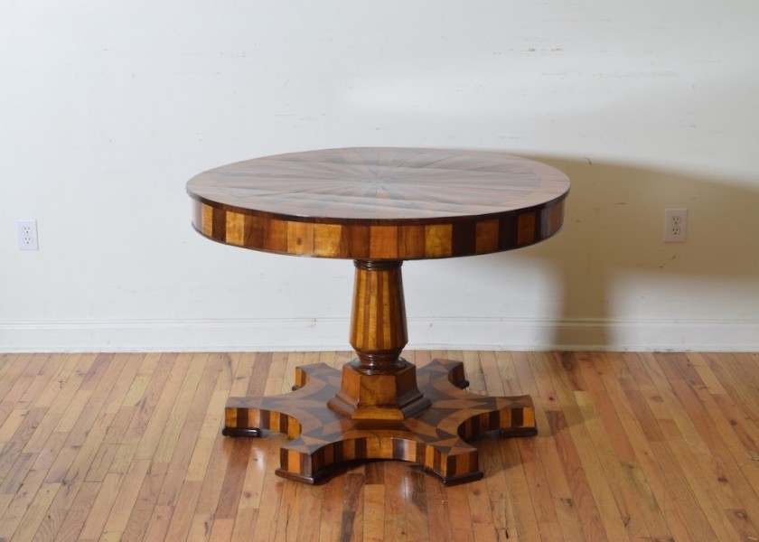 Walnut and Cherrywood Inlaid Center Table
