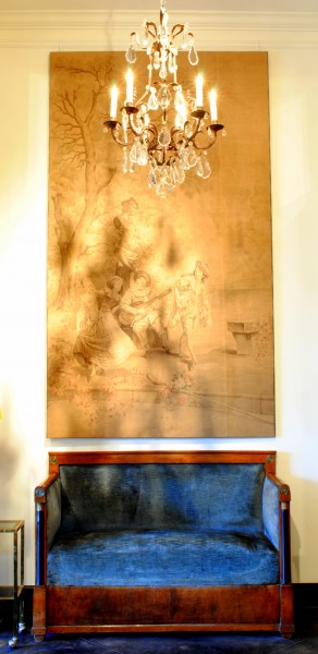 Gilt Iron & Glass 6-Light Chandelier