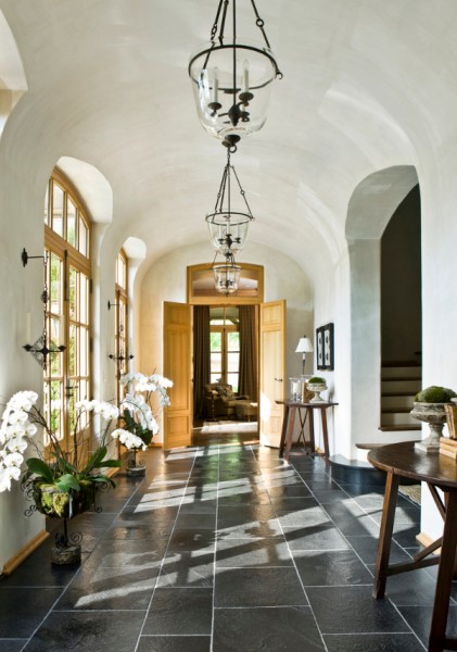 Pair of Walnut and Ebonized Demilune Consoles