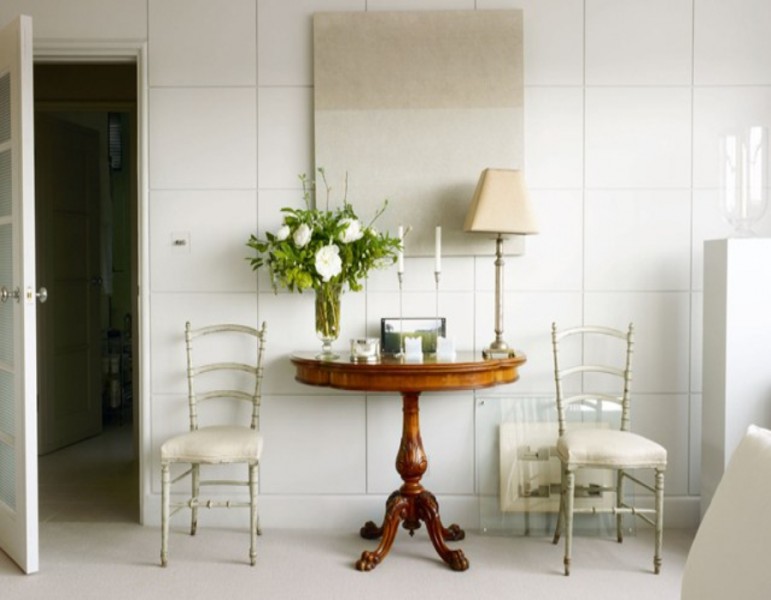 Walnut and Faux Marble Center Table