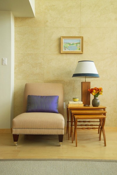 Set of 3 Oak and Leather Covered Nesting Tables