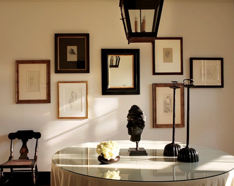Pair of Ebonized and Giltwood Mirrors