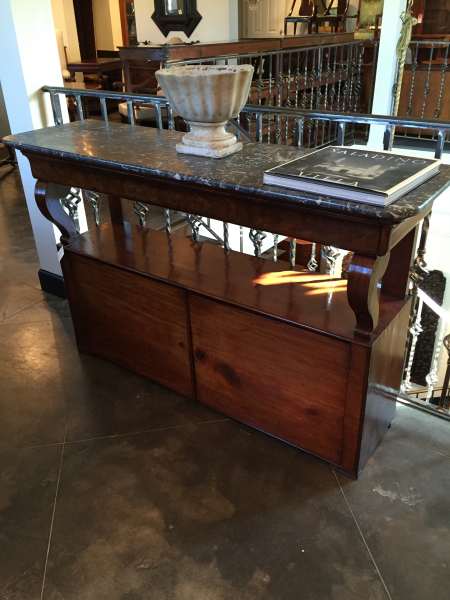 Shallow Walnut Marble-Top Console
