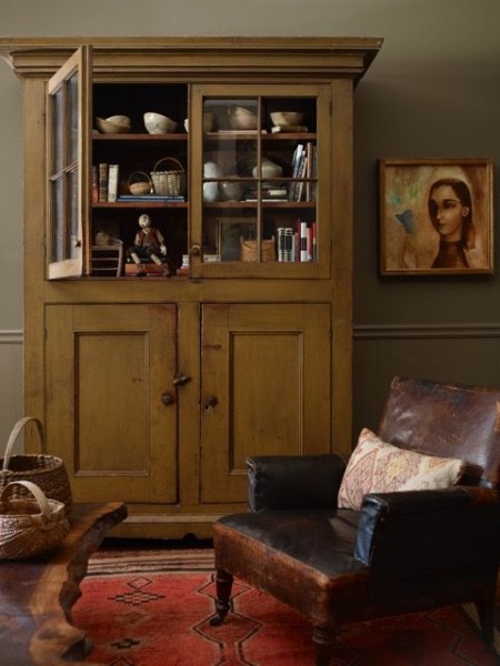 Walnut and Leather Upholstered Club Chair