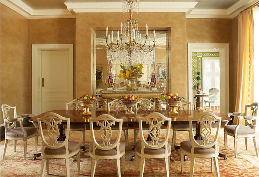 Pair Piemontese Brass & Glass 12-Light Chandeliers