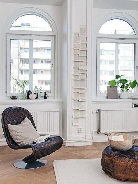 Walnut and Leather Upholstered Ottoman