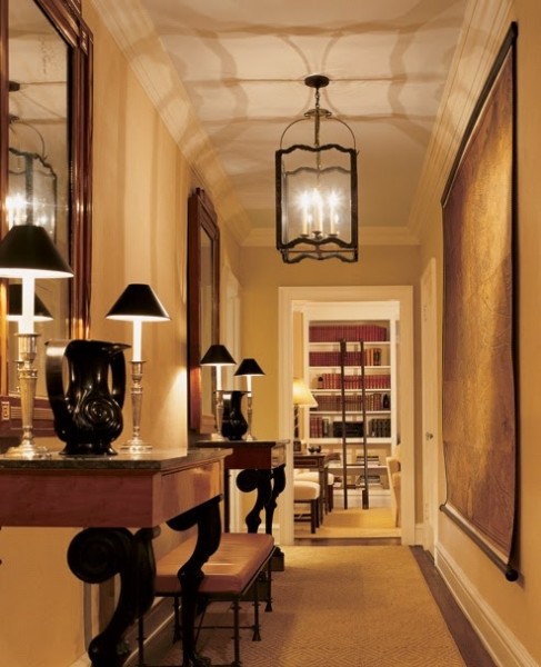 Pair of Brass 3-Light Hanging Lanterns