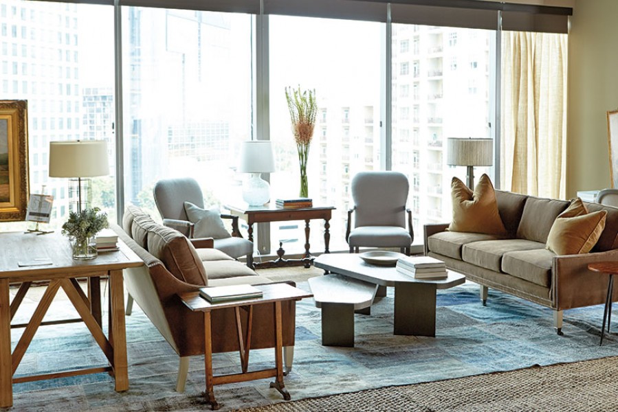 1-Drawer Walnut and Ebonized Table