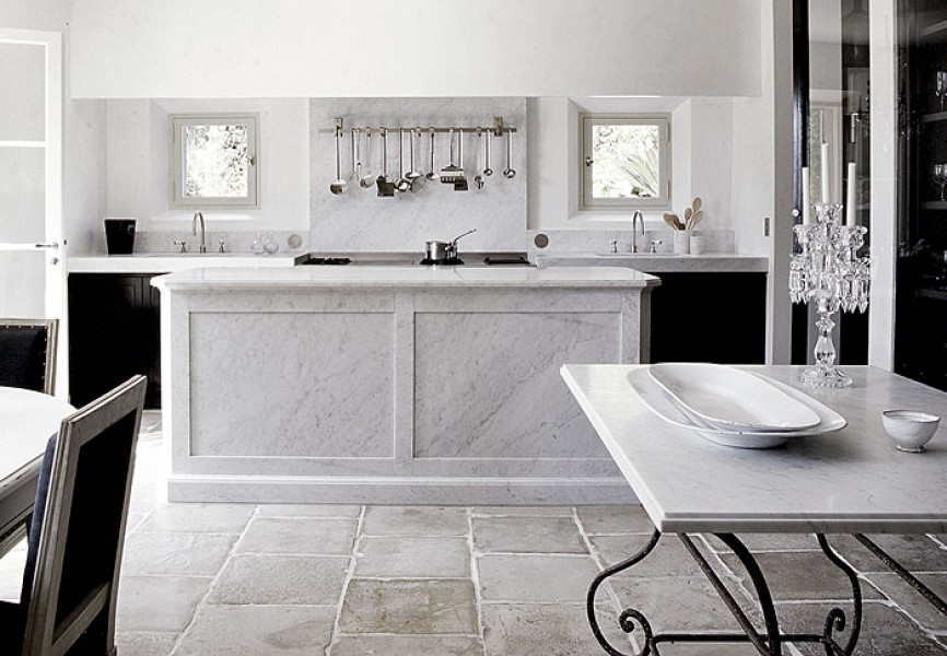 Cast Iron Table with Daino Reale Marble Top