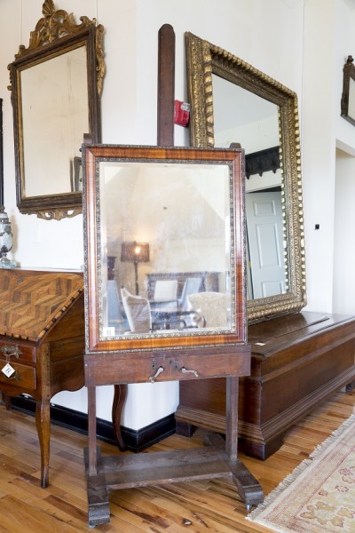 Walnut and Gilt Gesso Mirror with Original Beveled Mirrorplate