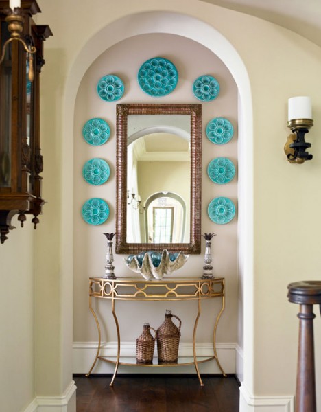 Cast and Etched Brass Demilune Console Table with Marble Top 