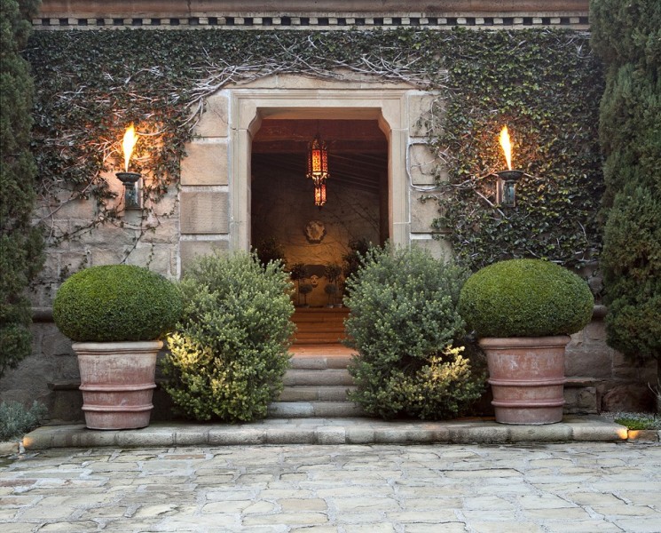 Unique Pair of Wrought Iron & Patinated Brass 2-Light Sconces