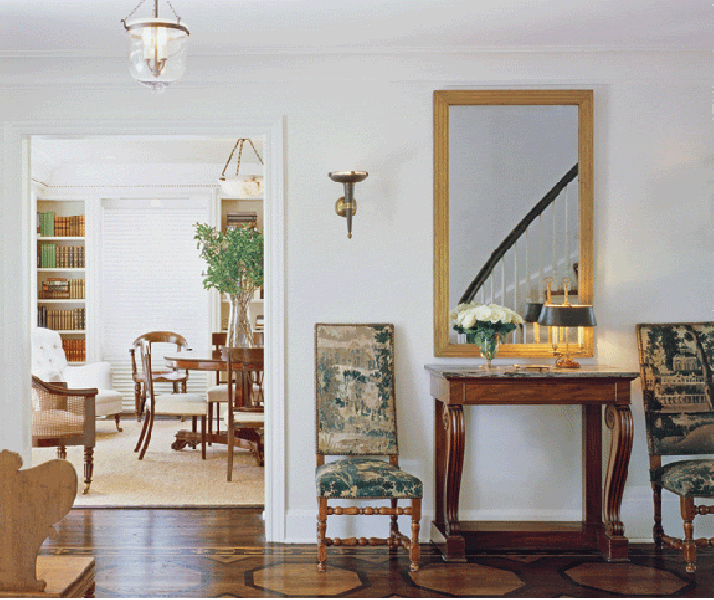 Carved Walnut 1-Drawer Console Table with Marble Top
