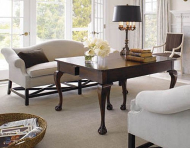 2-Drawer Walnut Center Table