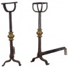 Wrought Iron and Brass Andirons