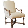 Carved Walnut and Upholstered Fauteuil