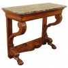 Carved Walnut 1-Drawer Console Table with Marble Top