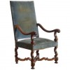 Carved Walnut Fauteuil with Carved X-Form Stretcher