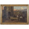 Oil on Canvas in Giltwood Frame, Spanish Herders, Gate of Valencia