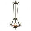 Wrought Iron and Glass 7-Light Chandelier