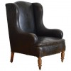 Walnut and Leather Upholstered Club Chair