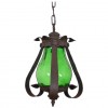 Wrought Iron and Green Glass 1-Light Lantern