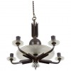 Sculptural 5-Light Brass and Glass Chandelier