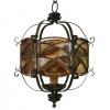 Gilt and Wrought Iron Stained Glass Lantern
