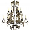 Gilt Iron and Crystal 12-Light Chandelier