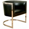 Chrome and Leather Upholstered Barrel Chair
