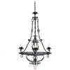 Wrought Iron and Glass 4-Light Chandelier